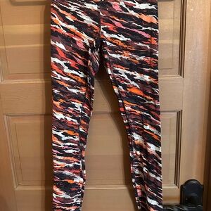 Lululemon Abstract Stripe Active Leggings in Orange, Black & White